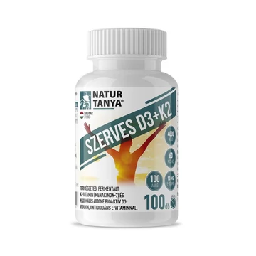 Natur Tanya® Szerves D3 + K2-vitamin, antioxidáns E-vitaminnal, 100 db